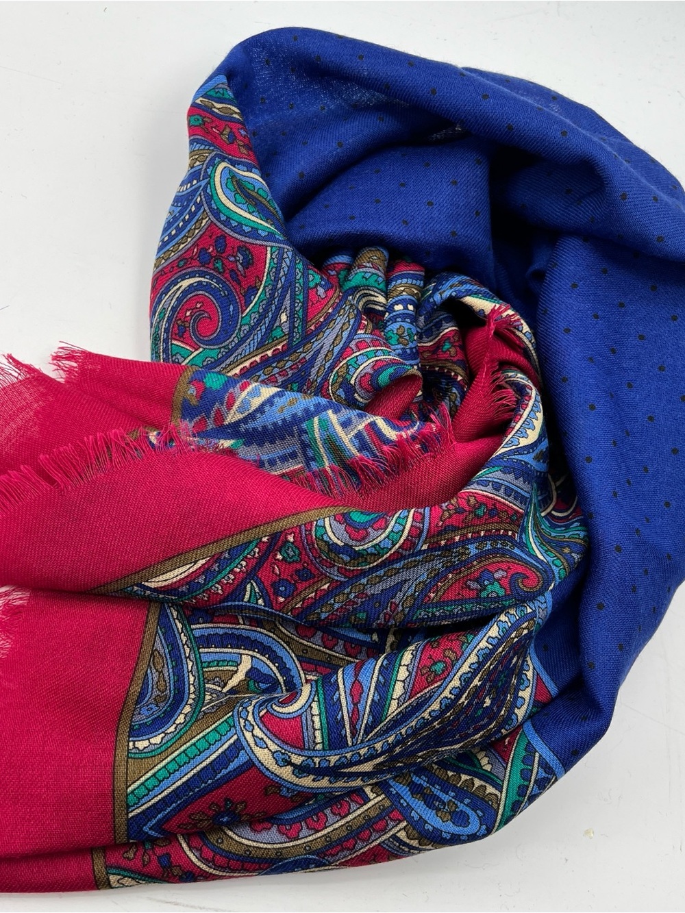 Yves Saint Laurent Vintage Paisley Wool Square Scarf 34.5x34.5
